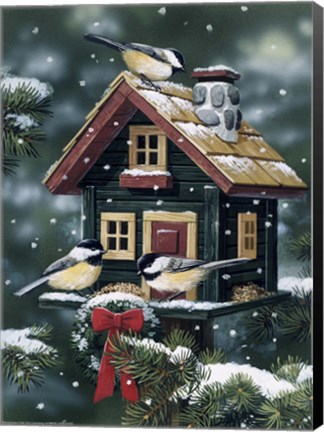Framed Winter Birdhouse Print