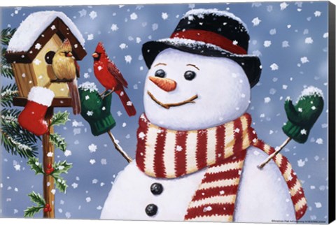 Framed Snowman/Birdhouse Print