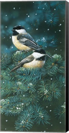 Framed Chickadees Print