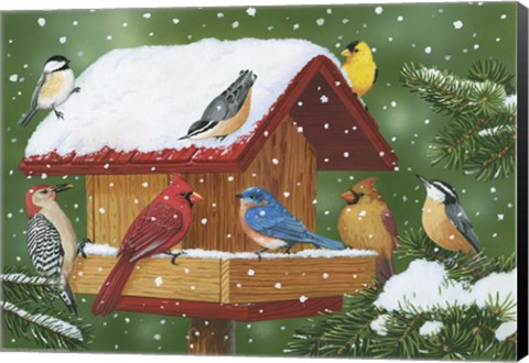 Framed Backyard Birds, Holiday Treats Print