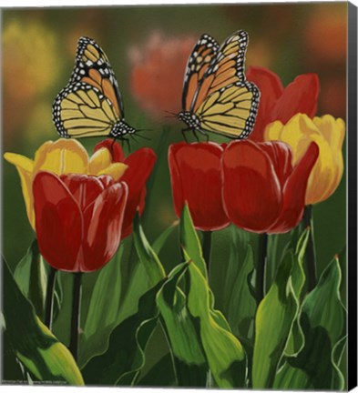 Framed Monarchs And Tulips Print