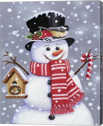 Framed Snowman With Tophat Print