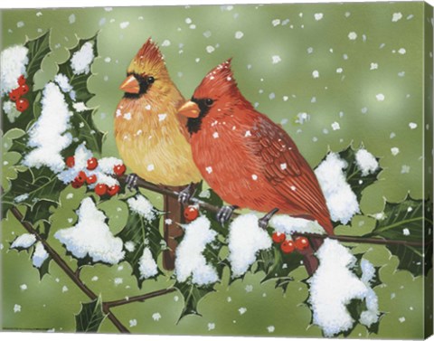 Framed Wintery Cardinals Print
