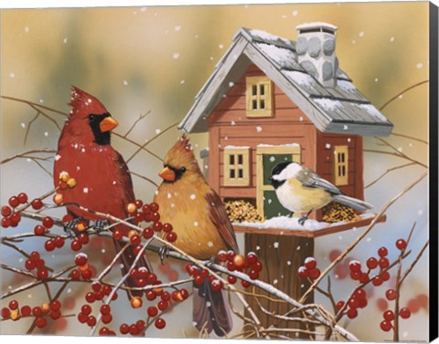 Framed Winter Birds Buffet Print