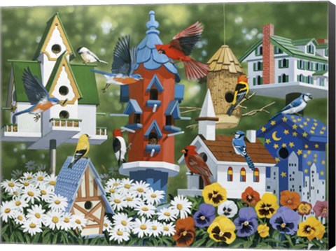Framed Birdhouses Print