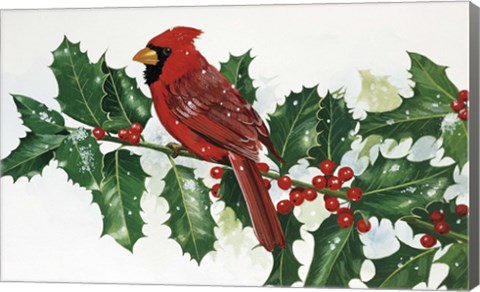 Framed Cardinals &amp; Holly Print