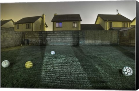 Framed Five Footballs Print