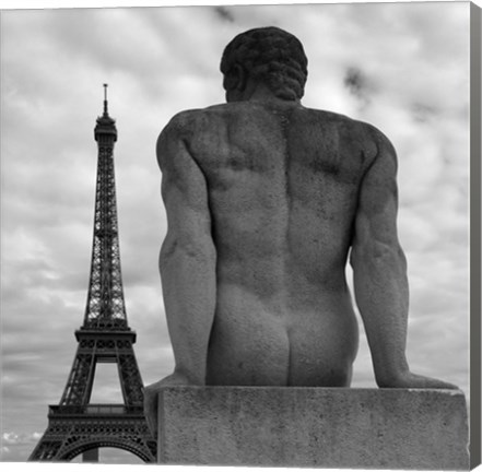 Framed Eiffel and Man Print