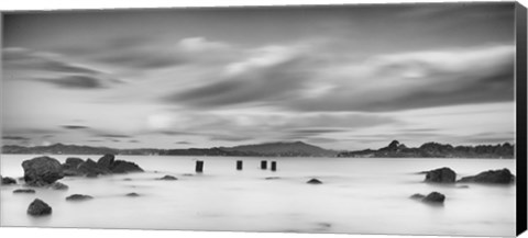 Framed Four Pilings and Mount Tam Print