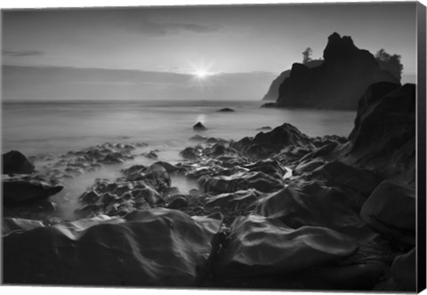 Framed Sunset At Ruby Beach Print
