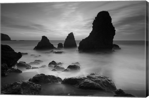 Framed Rodeo Beach I, Black and White Print