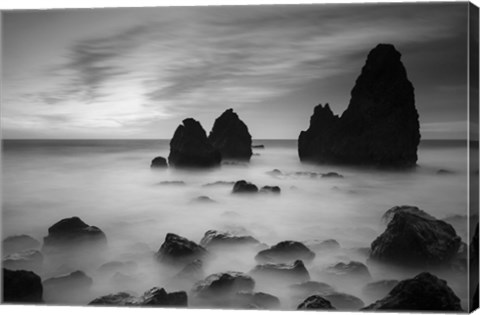 Framed Rodeo Beach II, Black and White Print