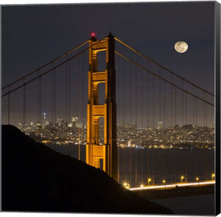 Framed Golden Gate and Moon Print