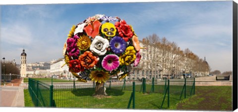 Framed Flower tree sculpture at Place Antonin Poncet, Lyon, Rhone, Rhone-Alpes, France Print