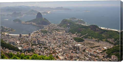 Framed Elevated view of Botafogo neighborhood and Sugarloaf Mountain from Corcovado, Rio De Janeiro, Brazil Print