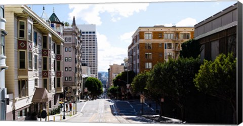 Framed Buildings on both sides of a street, Powell Street, San Francisco, California, USA Print