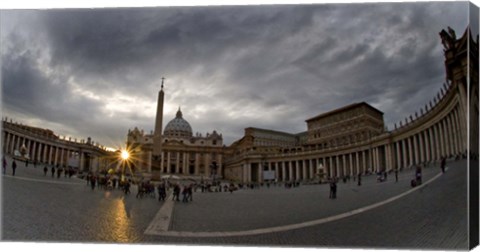 Framed Basilica in the town square at sunset, St. Peter&#39;s Basilica, St. Peter&#39;s Square, Vatican City Print