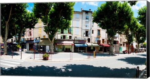 Framed Stores closed during lunch hour along the Rue Du Marche, Riez, Alpes-de-Haute-Provence, Provence-Alpes-Cote d&#39;Azur, France Print