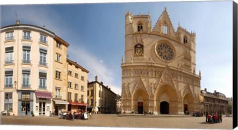 Framed Cathedral in a city, St. Jean Cathedral, Lyon, Rhone, Rhone-Alpes, France Print