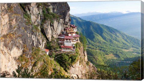 Framed Monastery on mountain, Taktsang Monastery, Paro Valley, Paro District, Bhutan Print