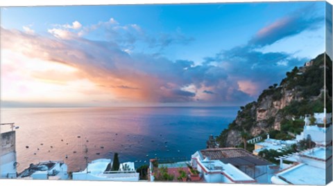 Framed Sunset in Positano, Amalfi Coast, Italy Print