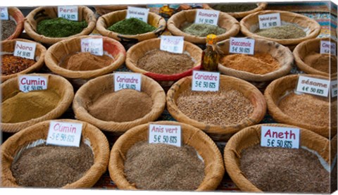 Framed Spices for Sale in a Weekly Market, Arles, Bouches-Du-Rhone, Provence-Alpes-Cote d&#39;Azur, France Print