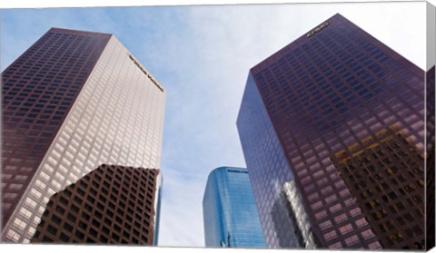 Framed Low angle view of skyscrapers, Wells Fargo Center, California Plaza, Los Angeles, California, USA Print