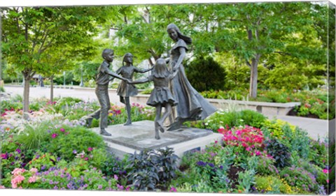 Framed Bronze statue of mother and children, Temple Square, Salt Lake City, Utah, USA Print