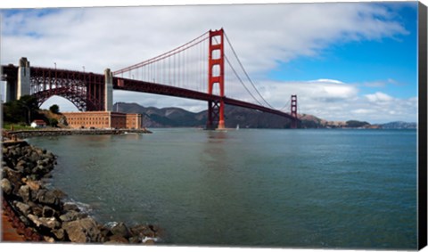 Framed Golden Gate Bridge viewed from Marine Drive at Fort Point Historic Site, San Francisco Bay, San Francisco, California, USA Print