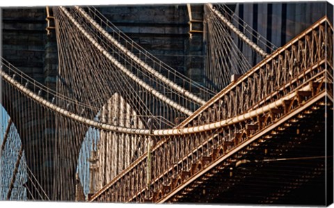 Framed Close-up of the Brooklyn Bridge, New York City, New York State Print