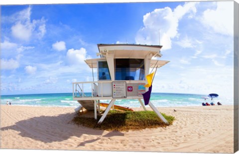 Framed Lifeguard hut on the beach, Fort Lauderdale, Florida, USA Print