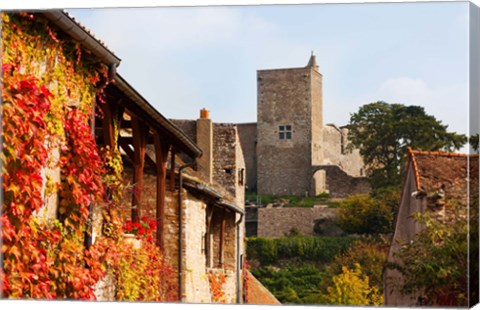 Framed Castle on a hill, Brancion, Maconnais, Saone-et-Loire, Burgundy, France Print