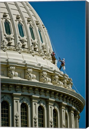 Framed Workers on a government building dome, State Capitol Building, Washington DC, USA Print