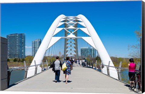 Framed People strolling on Humber Bay Arch Bridge, Toronto, Ontario, Canada Print