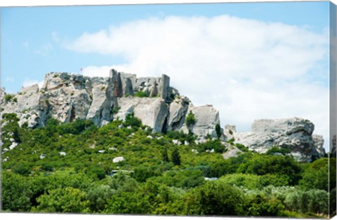 Framed Low angle view of a ruined town on a rock outcrop, Les Baux-de-Provence, Bouches-Du-Rhone, Provence-Alpes-Cote d&#39;Azur, France Print