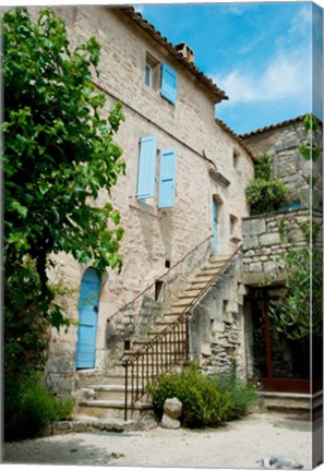 Framed Staircase of an old house, Lacoste, Vaucluse, Provence-Alpes-Cote d&#39;Azur, France Print