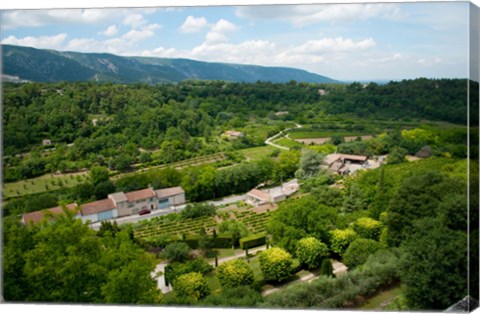 Framed Aerial view of a plant nursery, Menerbes, Vaucluse, Provence-Alpes-Cote d&#39;Azur, France Print