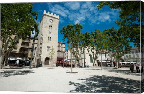 Framed Buildings in a town, Place Saint-Jean le Vieux, Avignon, Vaucluse, Provence-Alpes-Cote d&#39;Azur, France Print