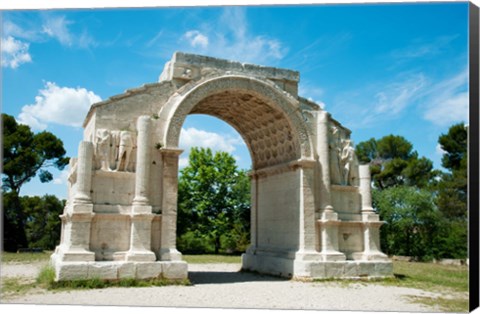 Framed Roman triumphal arch at Glanum, St.-Remy-De-Provence, Bouches-Du-Rhone, Provence-Alpes-Cote d&#39;Azur, France Print