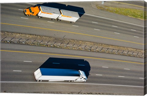 Framed Trucks moving on a highway, Interstate 80, Park City, Utah, USA Print