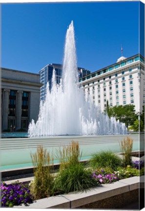 Framed Fountain at the Temple Square, Salt Lake City, Utah, USA Print