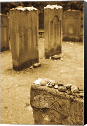 Framed Gravestone at Old Jewish Cemetery, Frankfurt, Hesse, Germany Print