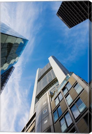 Framed Low angle view of skyscrapers, Commerzbank Tower, Frankfurt, Hesse, Germany Print