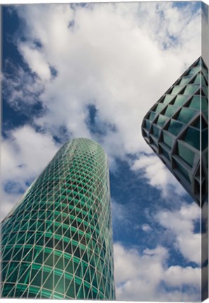Framed Low angle view of a tower, Westhafen Tower, Frankfurt, Hesse, Germany Print