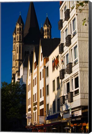 Framed St. Martin Church and Rhein embankment buildings, Cologne, North Rhine Westphalia, Germany Print