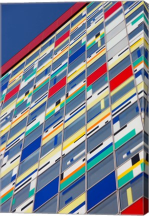 Framed Low angle view of Colorium building, Medienhafen, Dusseldorf, North Rhine Westphalia, Germany Print