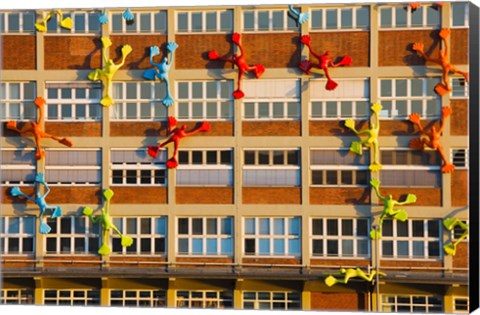 Framed Flossies Figures covering a Building, Medienhafen, Dusseldorf, North Rhine Westphalia, Germany Print