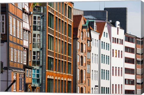 Framed Warehouses in a row, Nicolai Fleet Canal, Hamburg, Germany Print