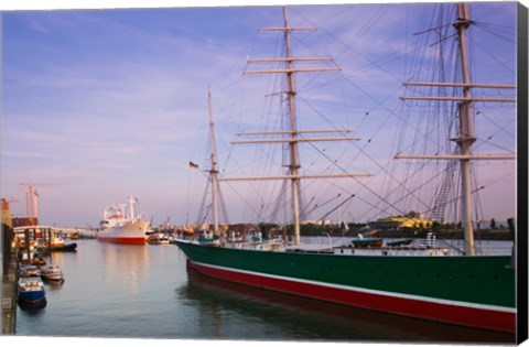 Framed Cap San Diego and Rickmer Rickmers ships at a harbor, Hamburg, Germany Print