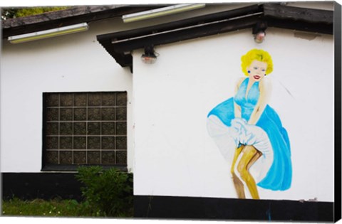 Framed Mural of Marilyn Monroe on the Oo-La-La Bar at British Army Base, Bergen, Lower Saxony, Germany Print